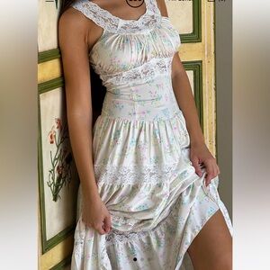 Frankie's Bikinis Satin Floral Dress Dakota Maci French Riviera S NEW $350